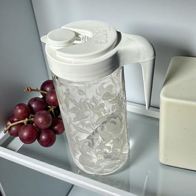 Vintage White Lidded TANG Glass Container