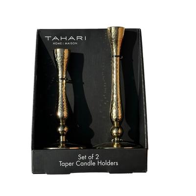 New Set of 2 Taper Candle Holders in Gold
