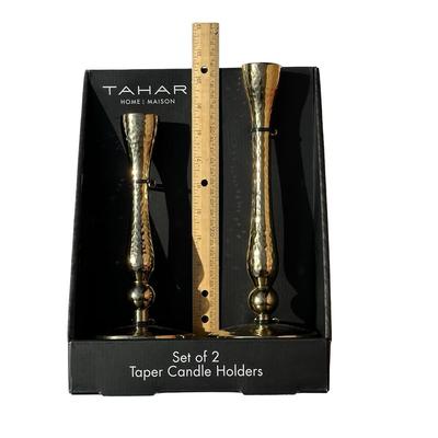 New Set of 2 Taper Candle Holders in Gold