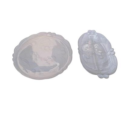 2 Glass Pieces with Etched Cherries; 1 Bowl, 1 Relish Tray