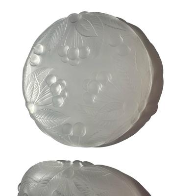 2 Glass Pieces with Etched Cherries; 1 Bowl, 1 Relish Tray