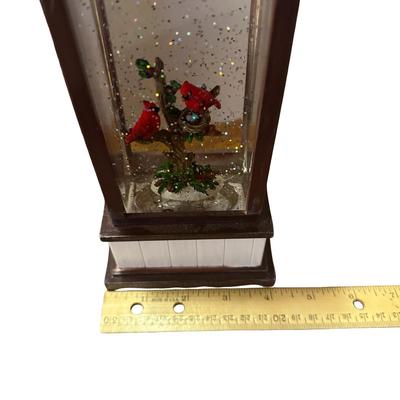 Light-Up "Birdhouse" Snow Globe Decor with Cardinals- Tested/Works