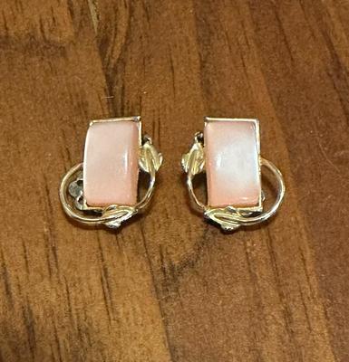 Pair of Pink Lucite Coro Brand Vintage Clip-On Earrings