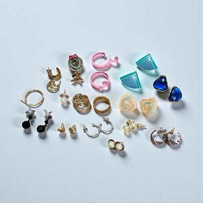 Lot of Earring Variety- Mostly Complete Pairs with Random Pieces/Rings