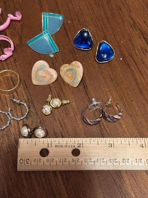 Lot of Earring Variety- Mostly Complete Pairs with Random Pieces/Rings