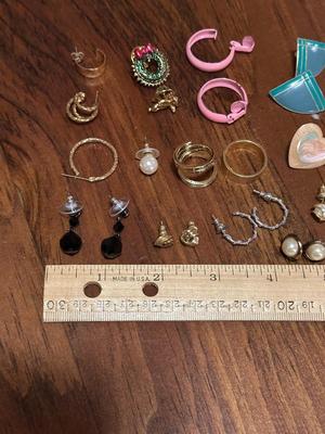 Lot of Earring Variety- Mostly Complete Pairs with Random Pieces/Rings