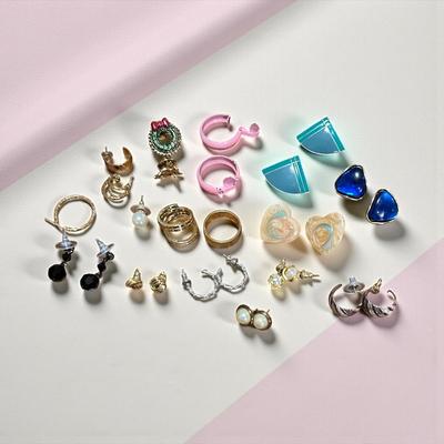 Lot of Earring Variety- Mostly Complete Pairs with Random Pieces/Rings