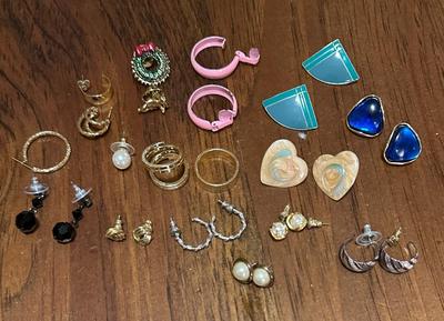 Lot of Earring Variety- Mostly Complete Pairs with Random Pieces/Rings