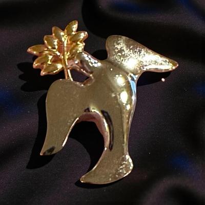 Sterling Silver Dove with Olive Branch Pin