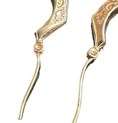 Pair of VIntage 14 K Gold Hoop Octagonal Earrings, Maker JAW