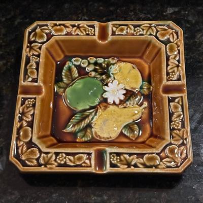 Vintage Ceramic Ashtray with Fruit and Floral, Japan