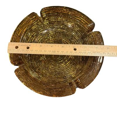 Vintage Mid-Century Amber Art Glass Ashtray