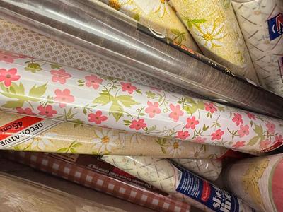 Big Box of Mostly Unused Contac Paper and Shelf Liner, Retro Colors