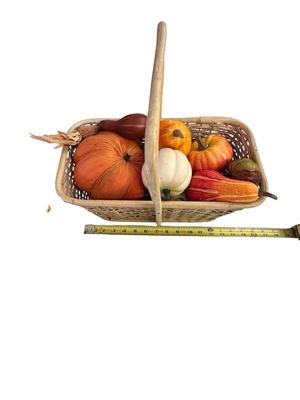 Autumn Decor-Basket with (Fake) Fruits & Veggies, Scarecrows