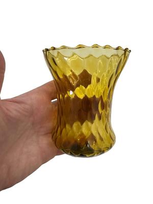 Pair of Vintage Amber Swirl Glass Peg Base Insert for Candle Holders