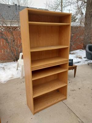SIX SHELF WOODEN BOOKCASE