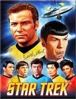 Star Trek: The Original Series promotional art print featuring Captain Kirk, Mr. Spock, and the main crew, with a printed signature from...