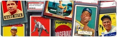Collection of vintage graded baseball cards, including Babe Ruth, Mickey Mantle, Lou Gehrig, and a 1915 Cracker Jack Walter Johnson.
