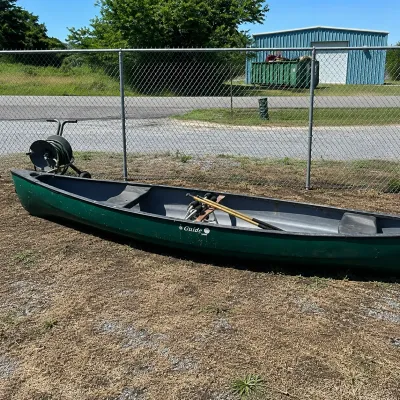 366 L.L. Bean Old Town "Guide" Canoe with Canoe Cart & 2 Paddles
