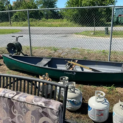 366 L.L. Bean Old Town "Guide" Canoe with Canoe Cart & 2 Paddles