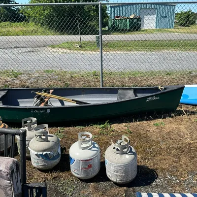 366 L.L. Bean Old Town "Guide" Canoe with Canoe Cart & 2 Paddles