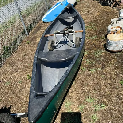 366 L.L. Bean Old Town "Guide" Canoe with Canoe Cart & 2 Paddles