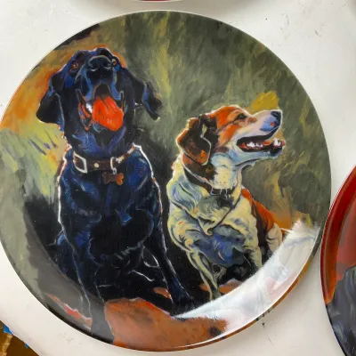 677 Canine Collector Plate Set – 7 Decorative Dog Plates by Neiman Marcus & Franklin Mint