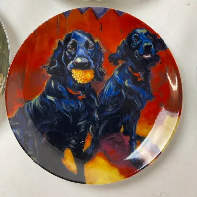 677 Canine Collector Plate Set – 7 Decorative Dog Plates by Neiman Marcus & Franklin Mint