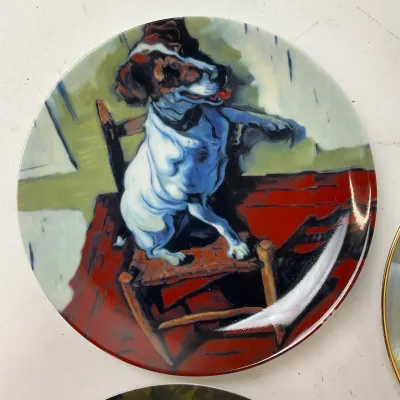677 Canine Collector Plate Set – 7 Decorative Dog Plates by Neiman Marcus & Franklin Mint