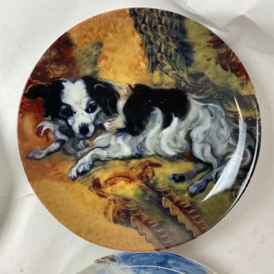 677 Canine Collector Plate Set – 7 Decorative Dog Plates by Neiman Marcus & Franklin Mint