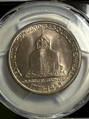 VAULT BOX PCGS 1925 MS66 LIGHTLY TONED LEXINGTON COMMEMORATIVE SILVER HALF DOLLAR AS PICTURED.