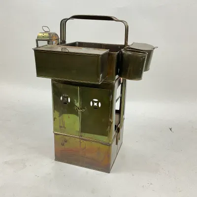 201 Antique Asian Brass Street Vendor Cart / Peddler's Chest