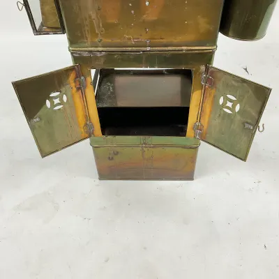 201 Antique Asian Brass Street Vendor Cart / Peddler's Chest