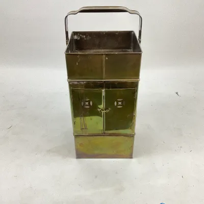 201 Antique Asian Brass Street Vendor Cart / Peddler's Chest