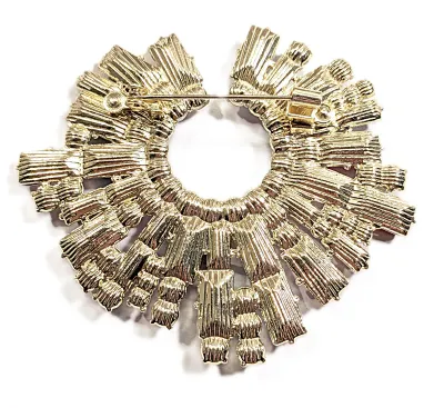 **NEW ARRIVAL** Multicolor "CIRCLE OF BAGUETTES" Stones BROOCH (2½" Diam.) with Iridescent Accent Stones on a Gold Tone...