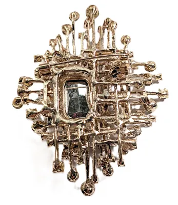 **NEW ARRIVAL** Off-Set Large Deep Purple Beveled Rectangle Stone BROOCH (2¾" x 2¼") with "Criss-Cross Grill" +...