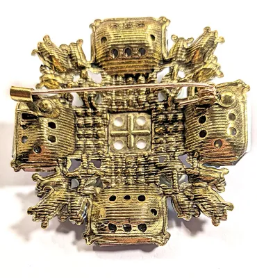 **NEW ARRIVAL** Light PURPLE Rectangle Beveled Glass Stones BROOCH (2" x 2") with WHITE Center Stone, Lime "Pearls"...