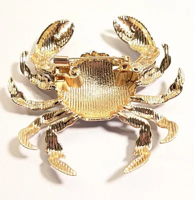 **NEW ARRIVAL** Beautiful BLUE & WHITE CERAMIC LOBSTER BROOCH (2" x 2") with Painted Beige, White and Blue Legs + Gold Tone...