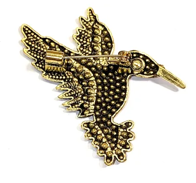 **NEW ARRIVAL** Bright RED Bejeweled Winged DUCK BROOCH (2" x 1¼") with Gold Colored Beak & Wing Tips on a Gold Tone Setting