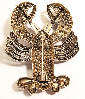 **NEW ARRIVAL** CHAMPAGNE Colored Pear-Shaped Stones LOBSTER BROOCH (3" x 2") with Red Eyes + AMBER & Deep YELLOW Body...