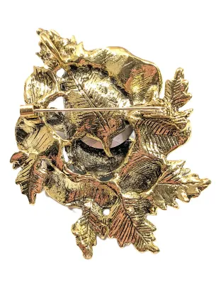 **NEW ARRIVAL** Large Stones Bejeweled BLUE Colored BOUQUET BROOCH (2¾" x 2¼") with Iridescent & Green Stones on a Gold...