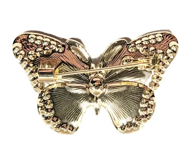 **NEW ARRIVAL** Small Red, Yellow, Green & Blue Enameled BUTTERFLY BROOCH (1¾" x 1") with Single White Faux Pearl Center on...