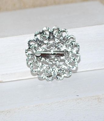 Round "LOTS OF LOOPS" Silver Tone BROOCH (1⅛" Diam.)