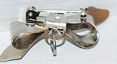 VINTAGE 1950's Silver Tone WATCH FOB PIN (1¾") with Loop & Ring