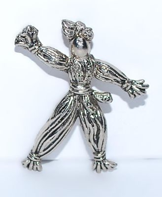 Vintage RAG DOLL SCARECROW BROOCH (1¾" x 1¼") Unsigned "Trifari" on a Silver Tone Setting