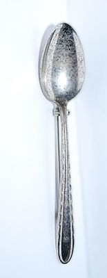 Vintage Silver Colored SPOON BROOCH (2½" x ¾") Marked "Pat. 2066969" with Silver Tone Pin Clasp