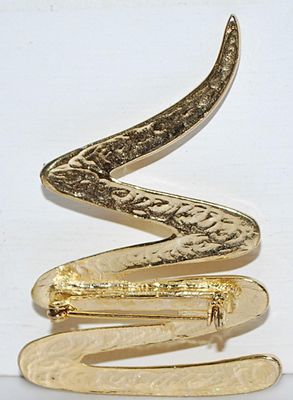 Gold Colored "Climbing Snake" BROOCH (2¼" x 1½") on a Gold Tone Setting