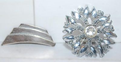Collection of 2 "Silver Colored" BROOCHES (Star is 1¾" Diam.) ("Flair" is 1¾" x ¾")