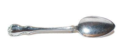 Silver Colored SPOON BROOCH (2½" x ½") - Marked "PAT #......- in Silver Tone Setting