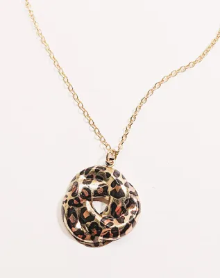 *** NEW ARRIVAL *** Knotted "SPOTTED TIGER" JEWELRY SET with NECKLACE (18" L + Black Spots, Gold Tone Chain / Lobster...